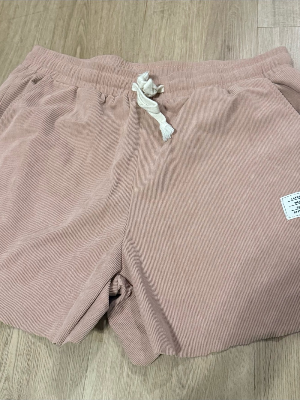 Corduroy Drawstring Shorts in Dusty Rose adult large
